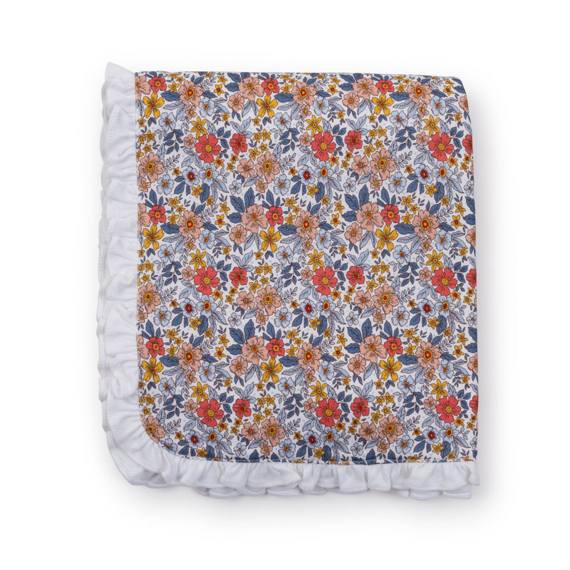 SALE Ruffled Girls' Pima Cotton Blanket - Falling For Floral