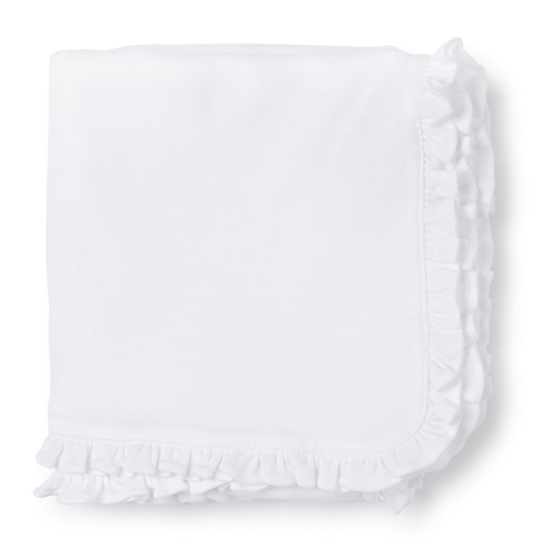 Ruffled Edge Pima Cotton Blanket - White