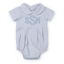 Baby Shop: Palmer Boys' Pima Cotton Bubble with Monogram - Light Blue