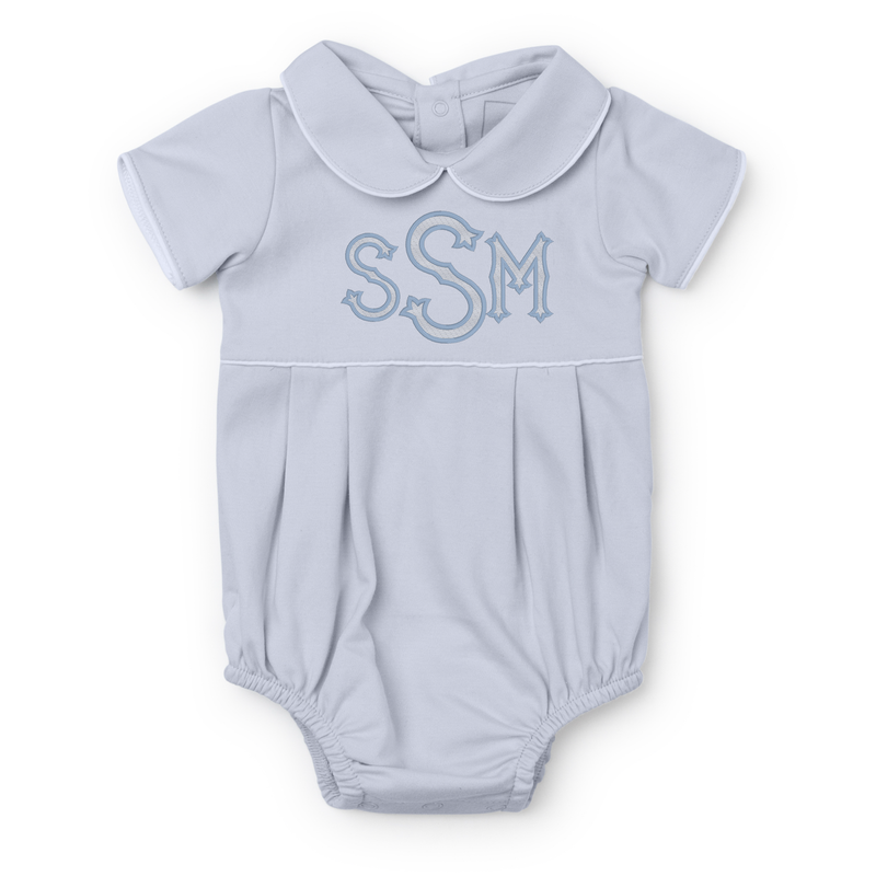 Baby Shop: Palmer Boys' Pima Cotton Bubble with Monogram - Light Blue