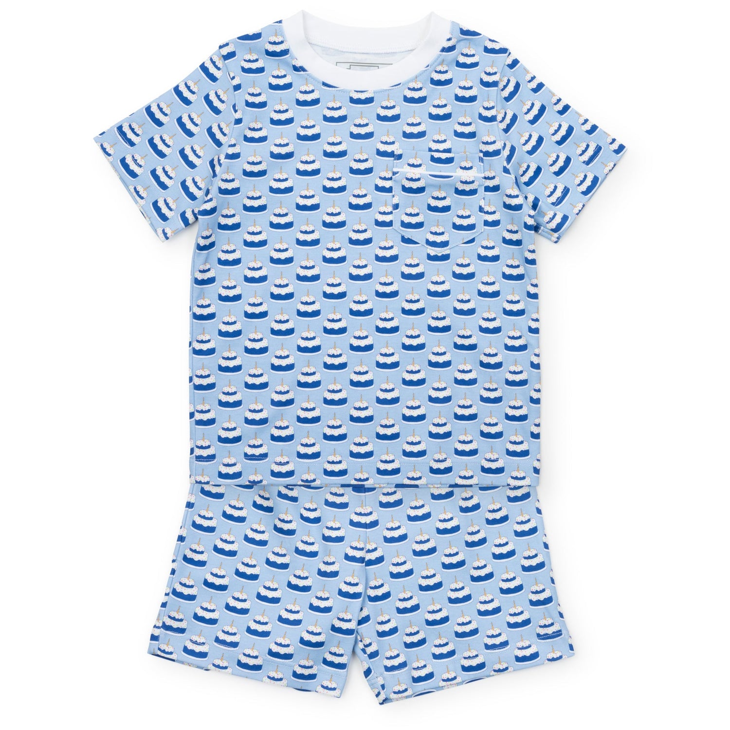 Charles Boys' Short Set - Birthday Cake Blue