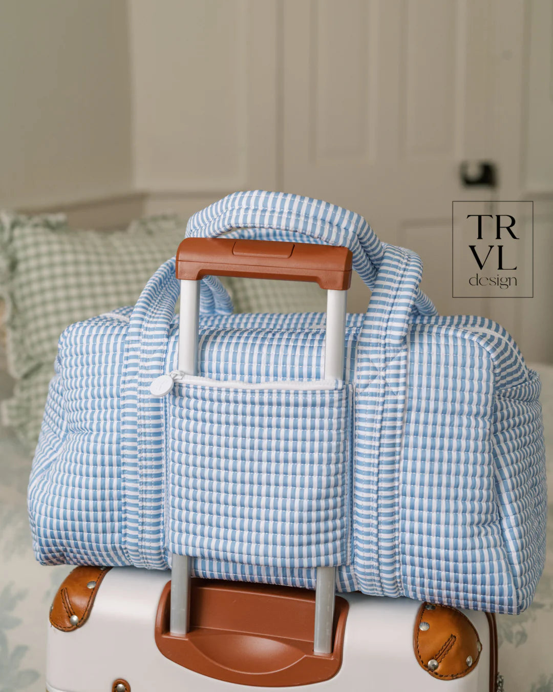 Quilted Grande Duffel Pimlico Stripe Chambray by TRVL Design stylish kids outfit collection