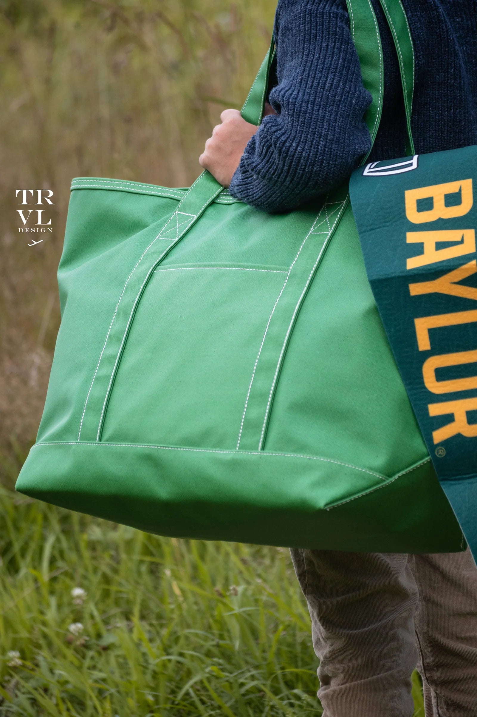 Maxi Tote Coated Canvas Large Kelly Green by TRVL Design cotton outfit for girls and boys