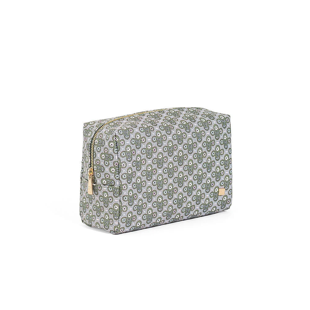 Luxe Everyday Cosmetic Bag Surrey with Green Pinstripe Liner by TRVL Design