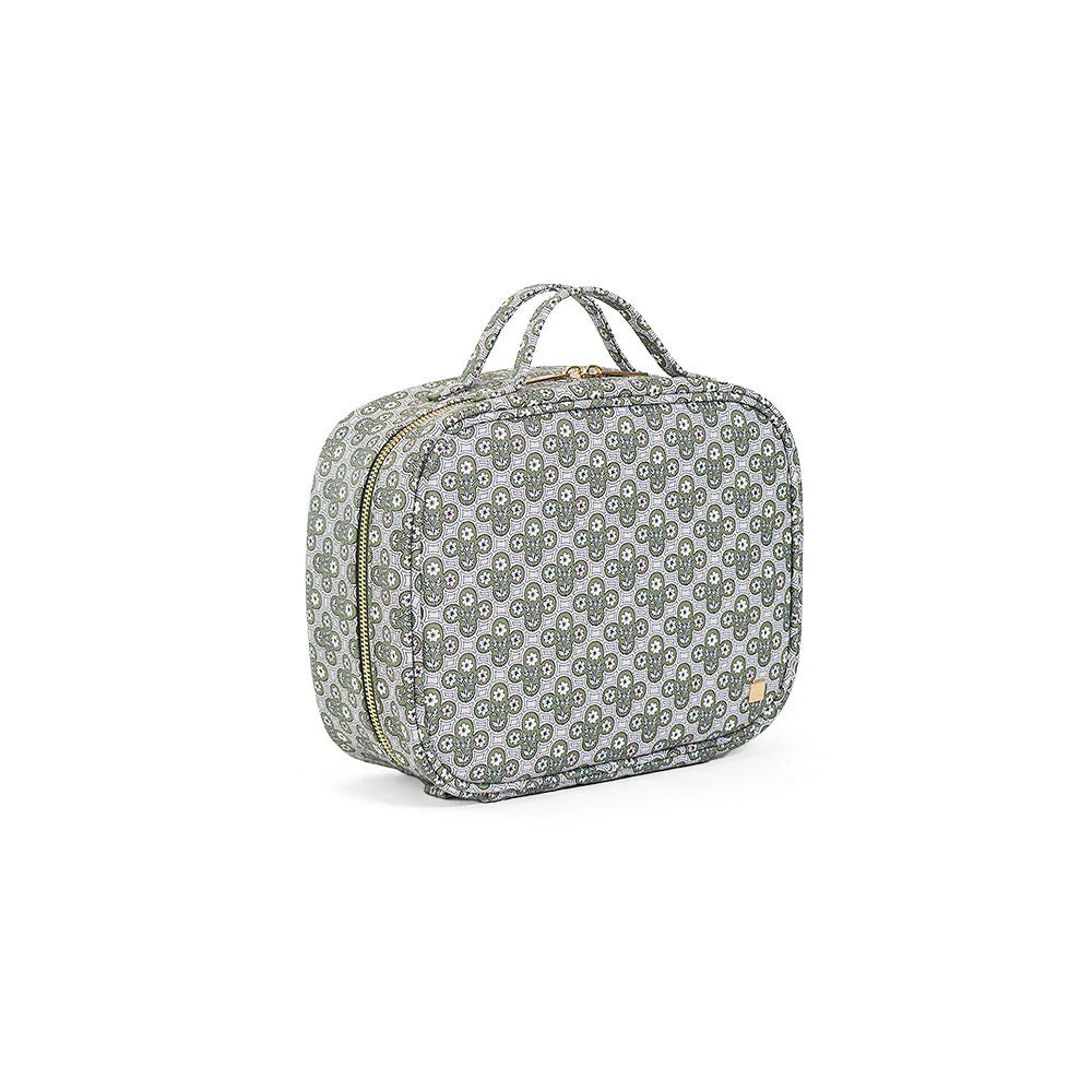 Luxe TRVL2 Cosmetic Toiletry Case Surrey with Green Pinstripe Liner by TRVL Design