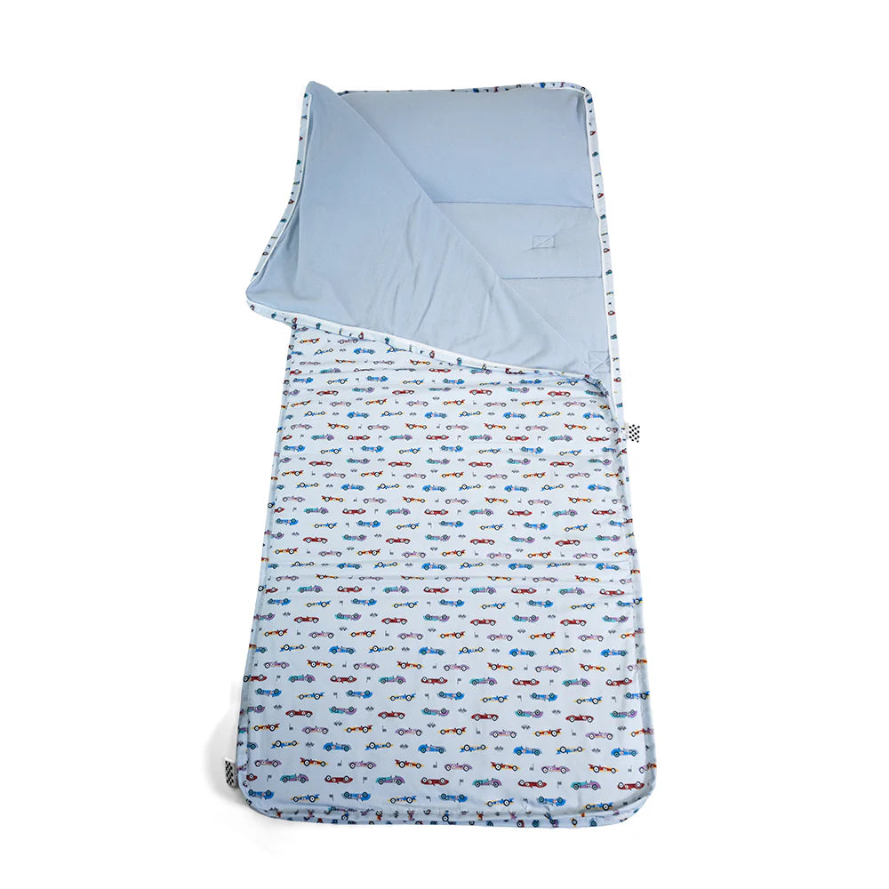 Rest Up! Nap Mat Vroom Blue by TRVL Design cotton outfit for girls and boys