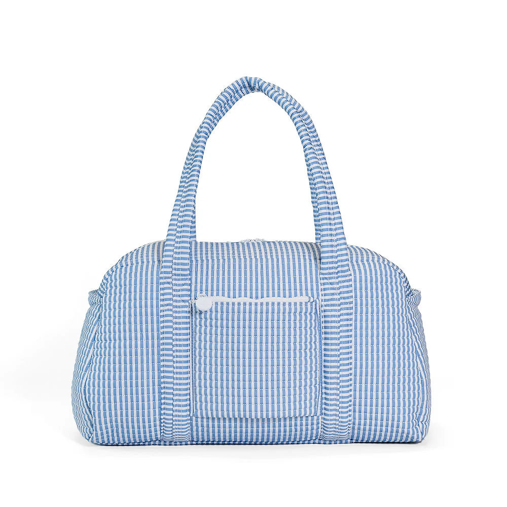 Quilted Grande Duffel Pimlico Stripe Chambray by TRVL Design dress for girls premium quality