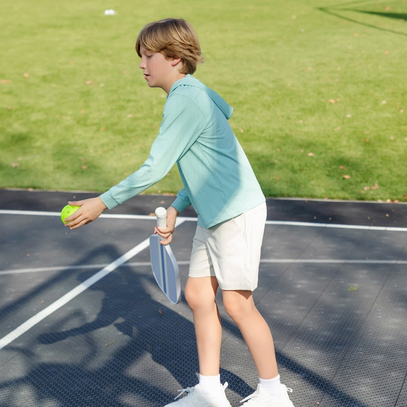 Grant Performance Hoodie by LH Sport - Green Stripes stylish kids outfit collection