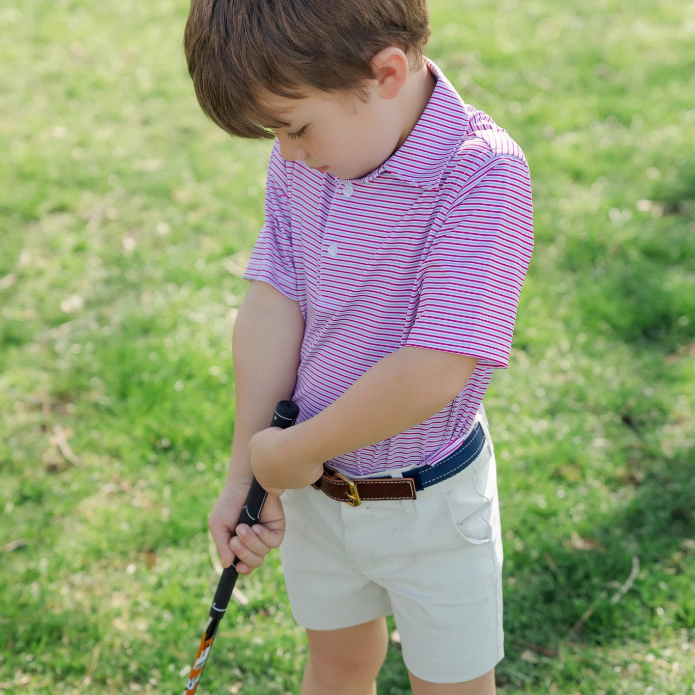 Will Boys' Performance Polo by LH Sport - Clun Stripe Berry Blue