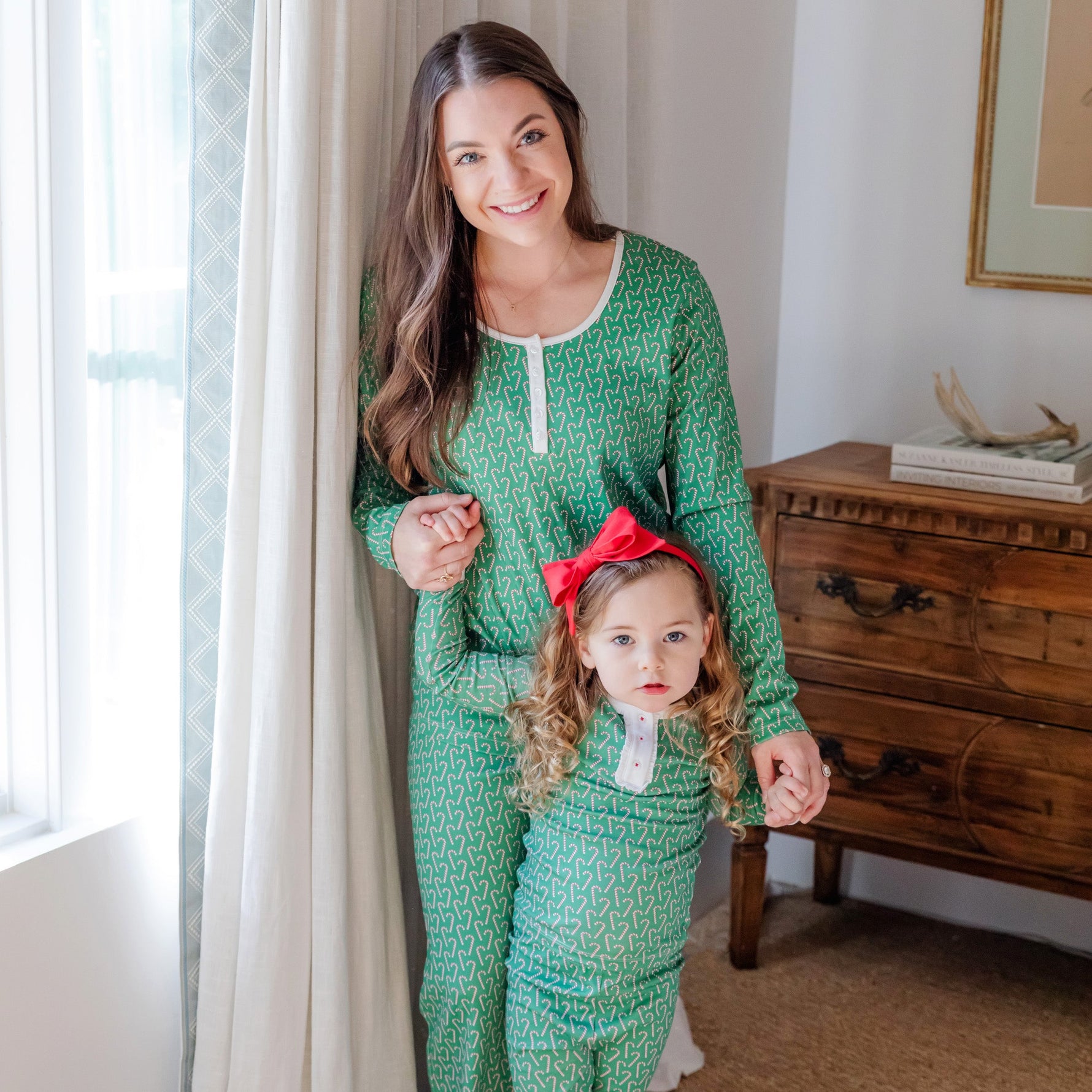 Alden Girls' Pajama Pant Set - Candy Cane Lane designer outfit for kids