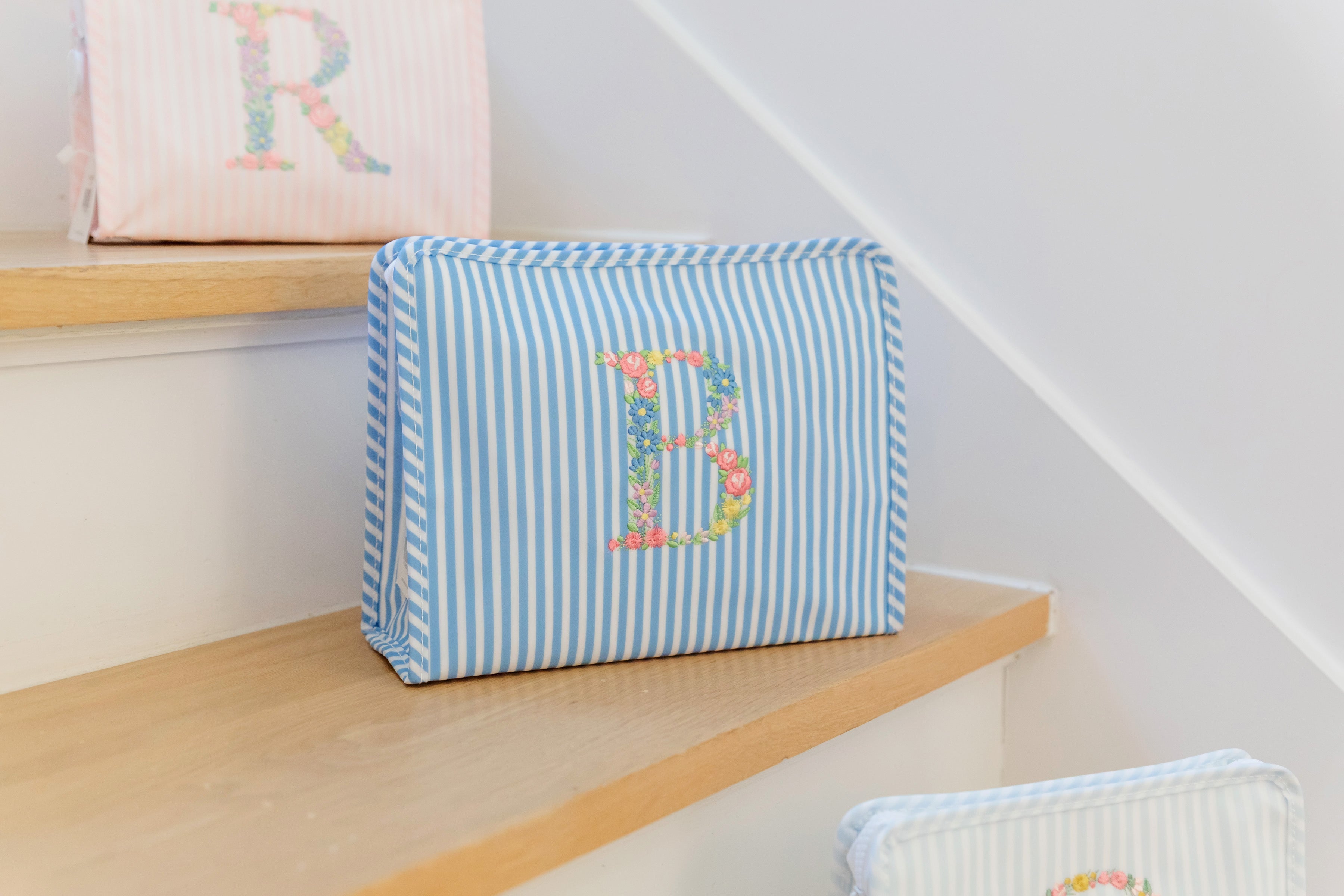 Roadie Medium Zip Pouch Pimlico Stripe Chambray by TRVL Design