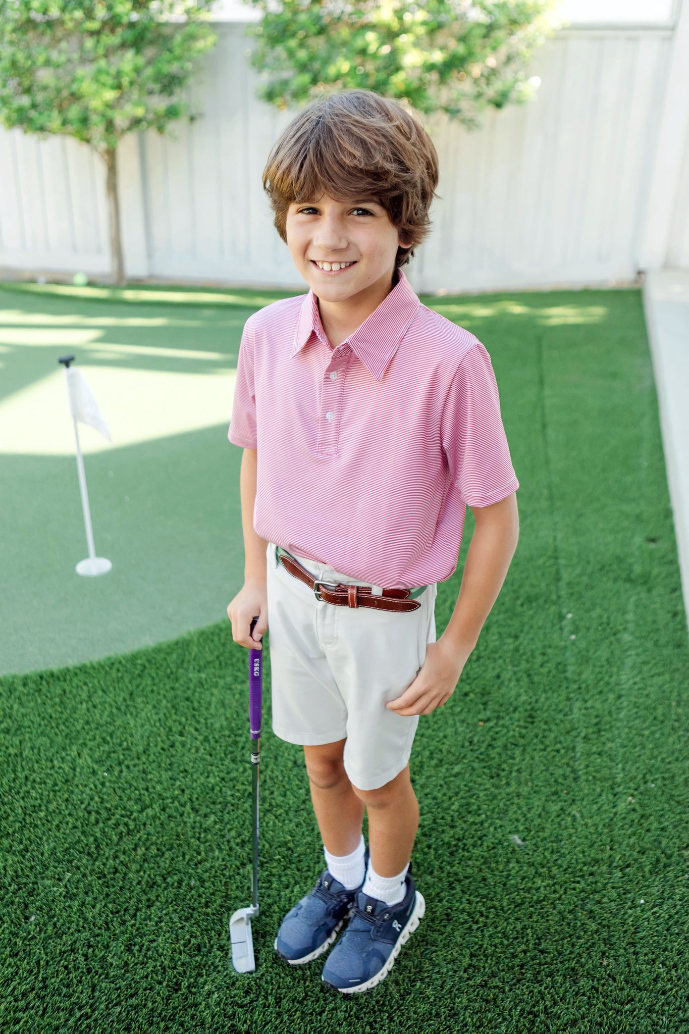 Collegiate Shop: Will Boys' Performance Polo by LH Sport with Monogram - Red Stripes