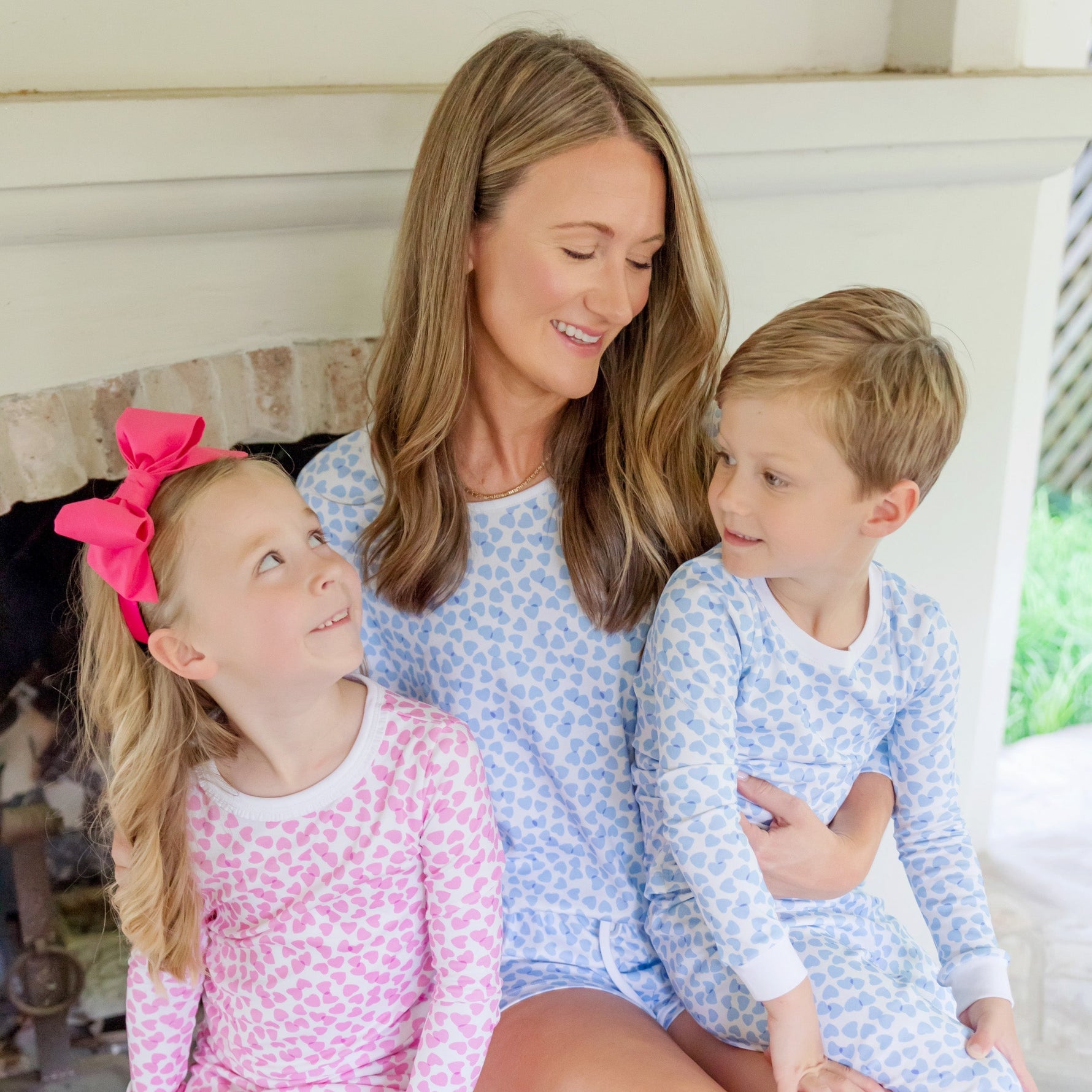 Grayson Pajama Pant Set - Confetti Hearts Blue stylish kids outfit collection