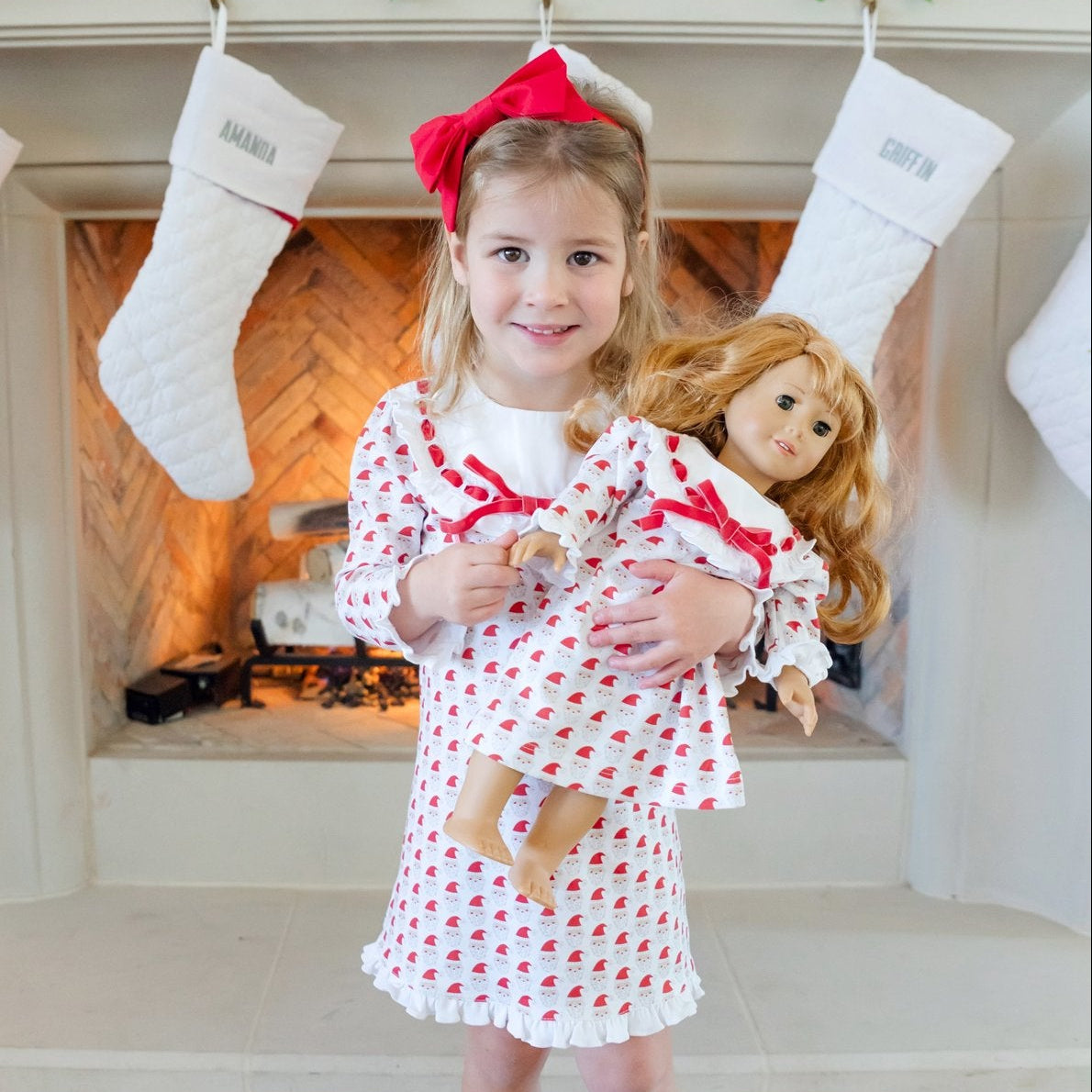 Emersyn Doll Dress - Whimsical Santa soft cotton kids fashion wear