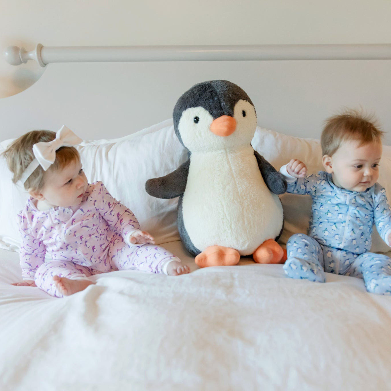 Parker Girls' Zipper Pajama - Penguin Party Pink