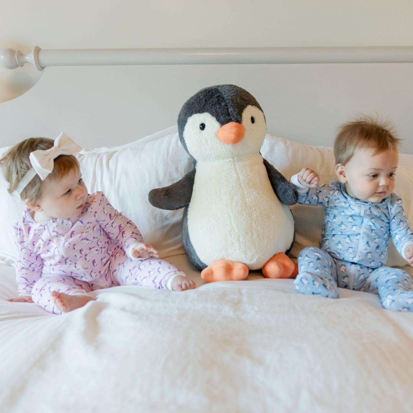 Parker Boys' Zipper Pajama - Penguin Party Blue designer outfit for kids