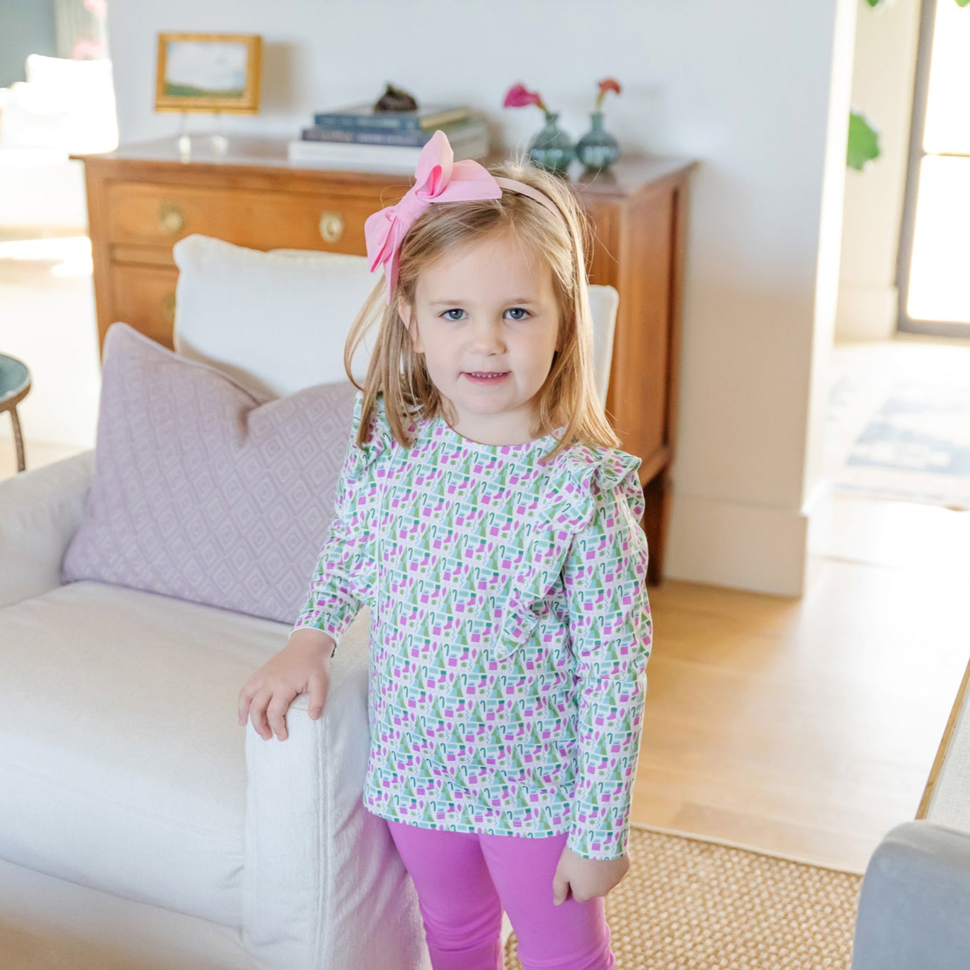 Buy Olive Set Girls' Legging Set Mod Holiday Pink kids clothing online