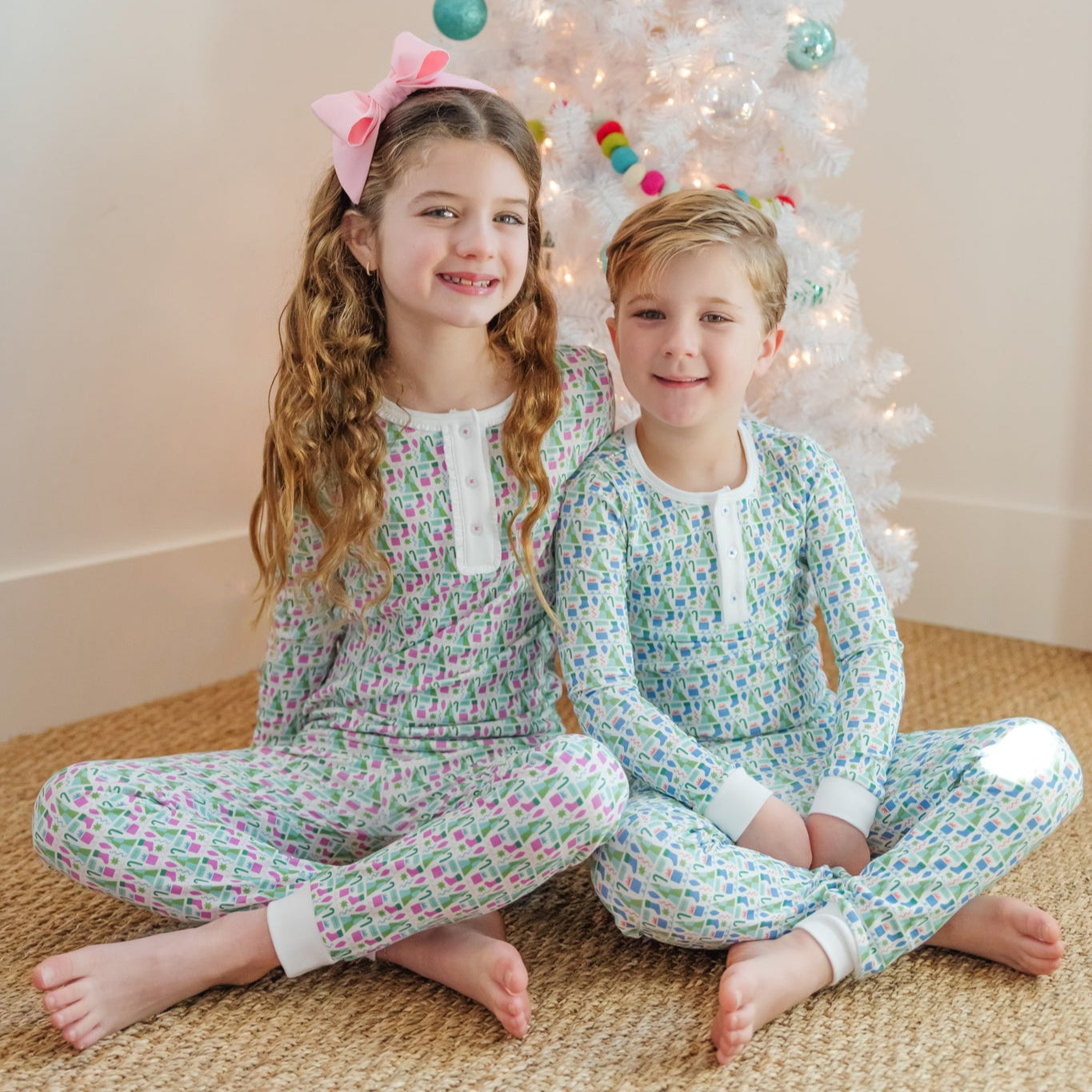 Jack Boys' Pajama Pant Set - Mod Holiday Blue designer outfit for kids