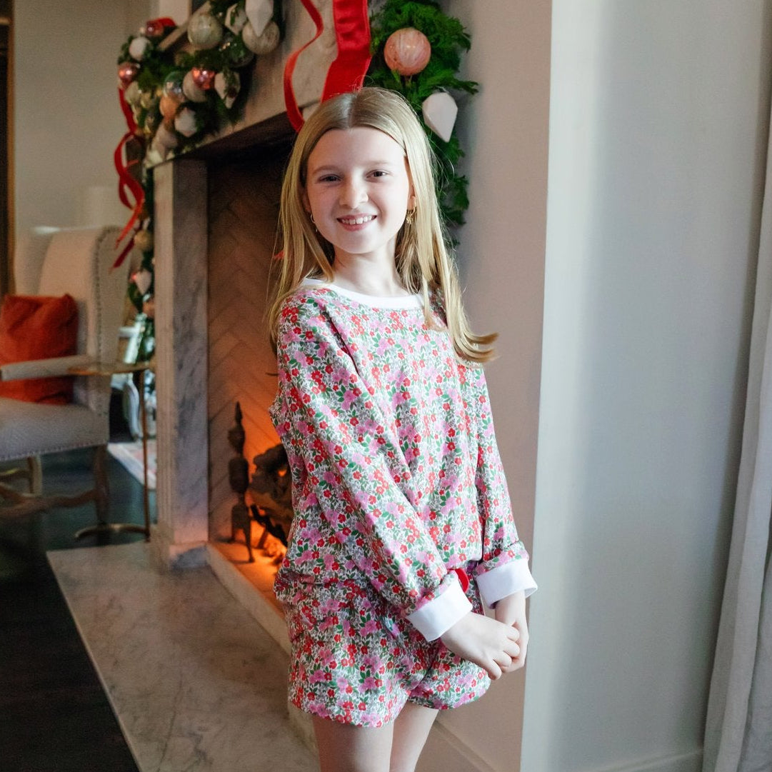 Stella Girls' Sweatshirt Short Set - Floral Noel outfit perfect for everyday wear