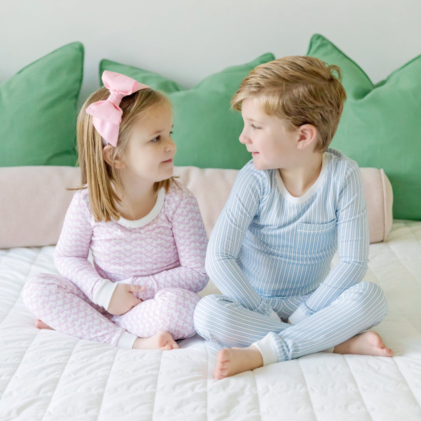 Ava Girls' Pajama Pant Set - Pretty Pink Bows stylish kids outfit collection