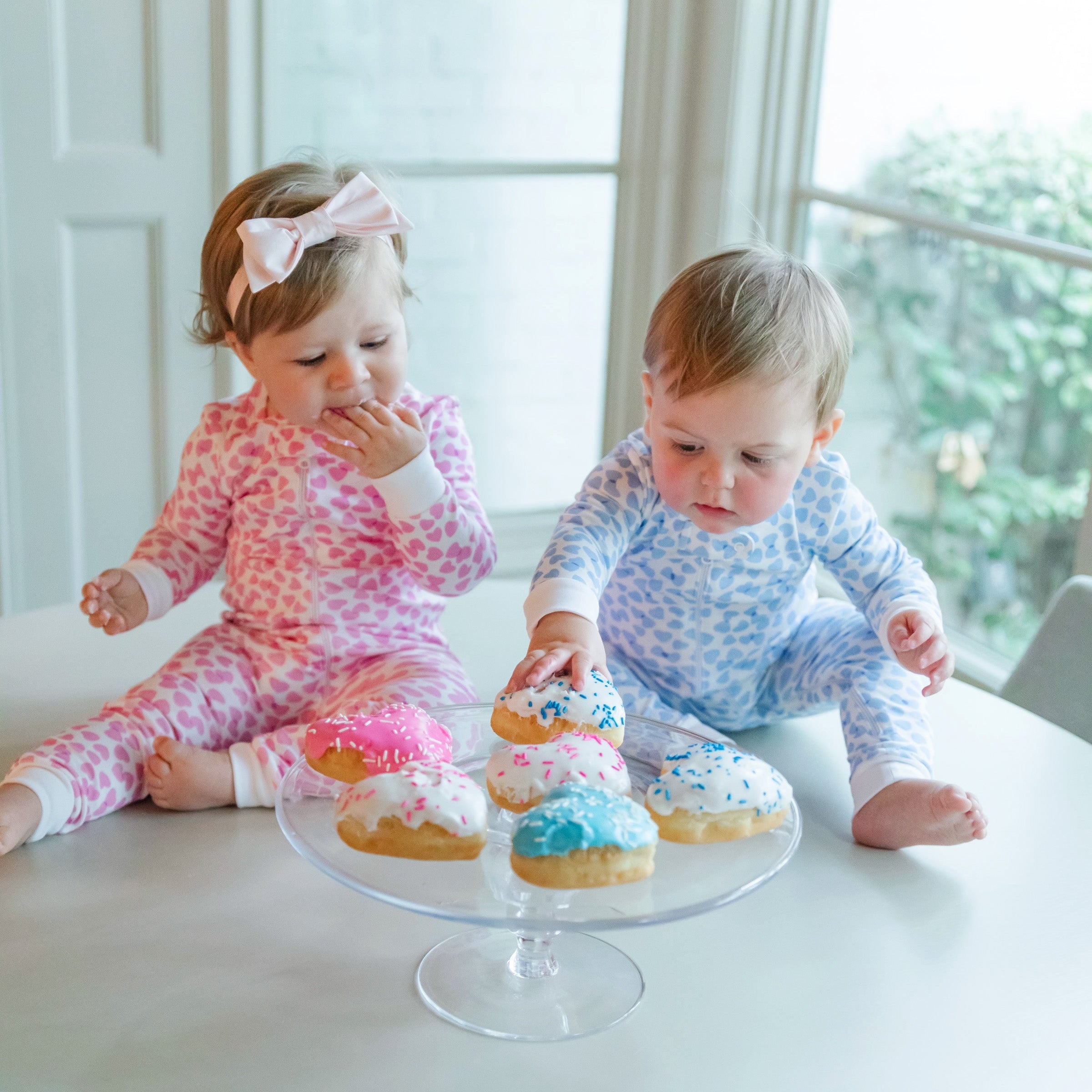 Parker Boys' Pima Cotton Zipper Pajama - Confetti Hearts Blue