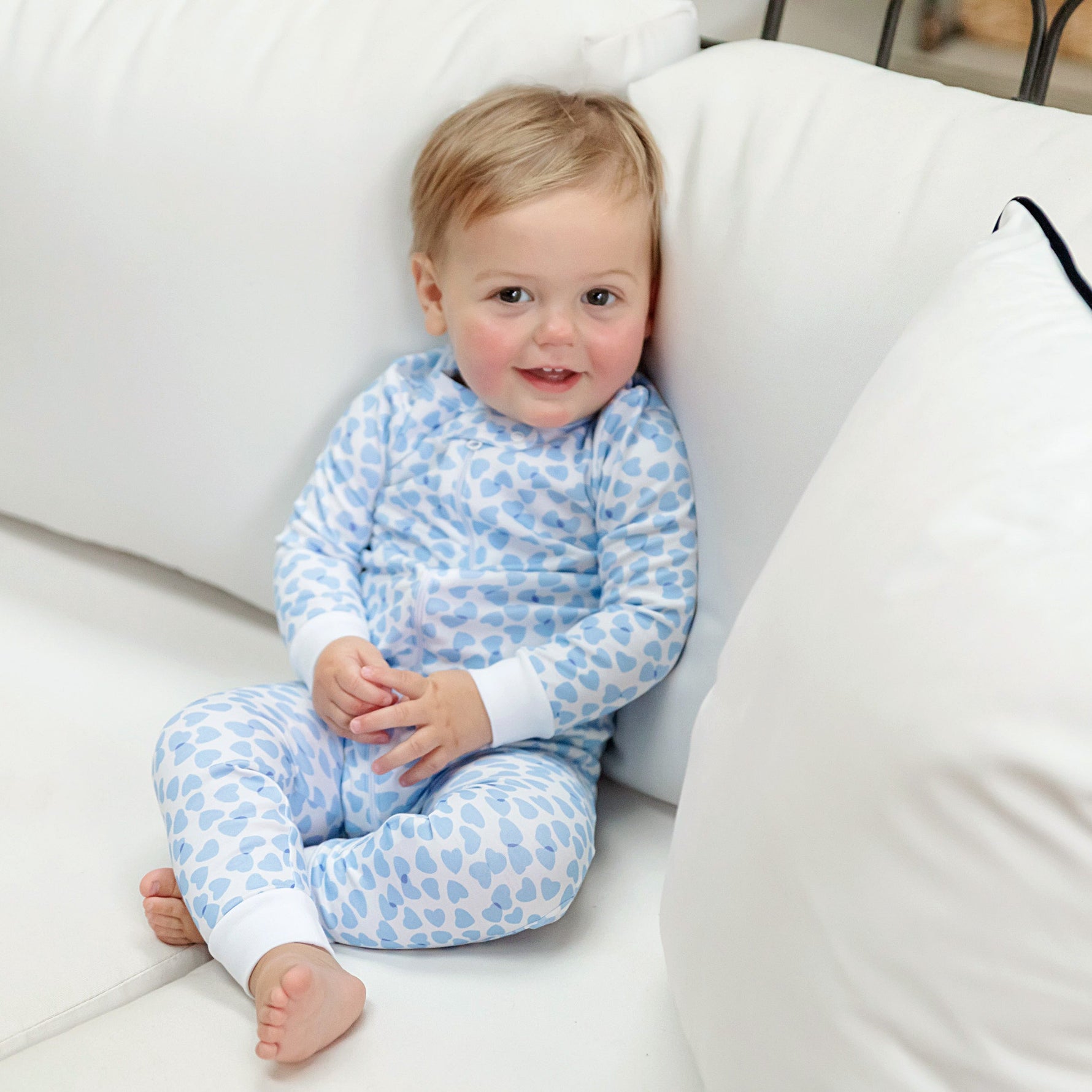 Buy Parker Boys' Zipper Pajama - Confetti Hearts Blue kids clothing online