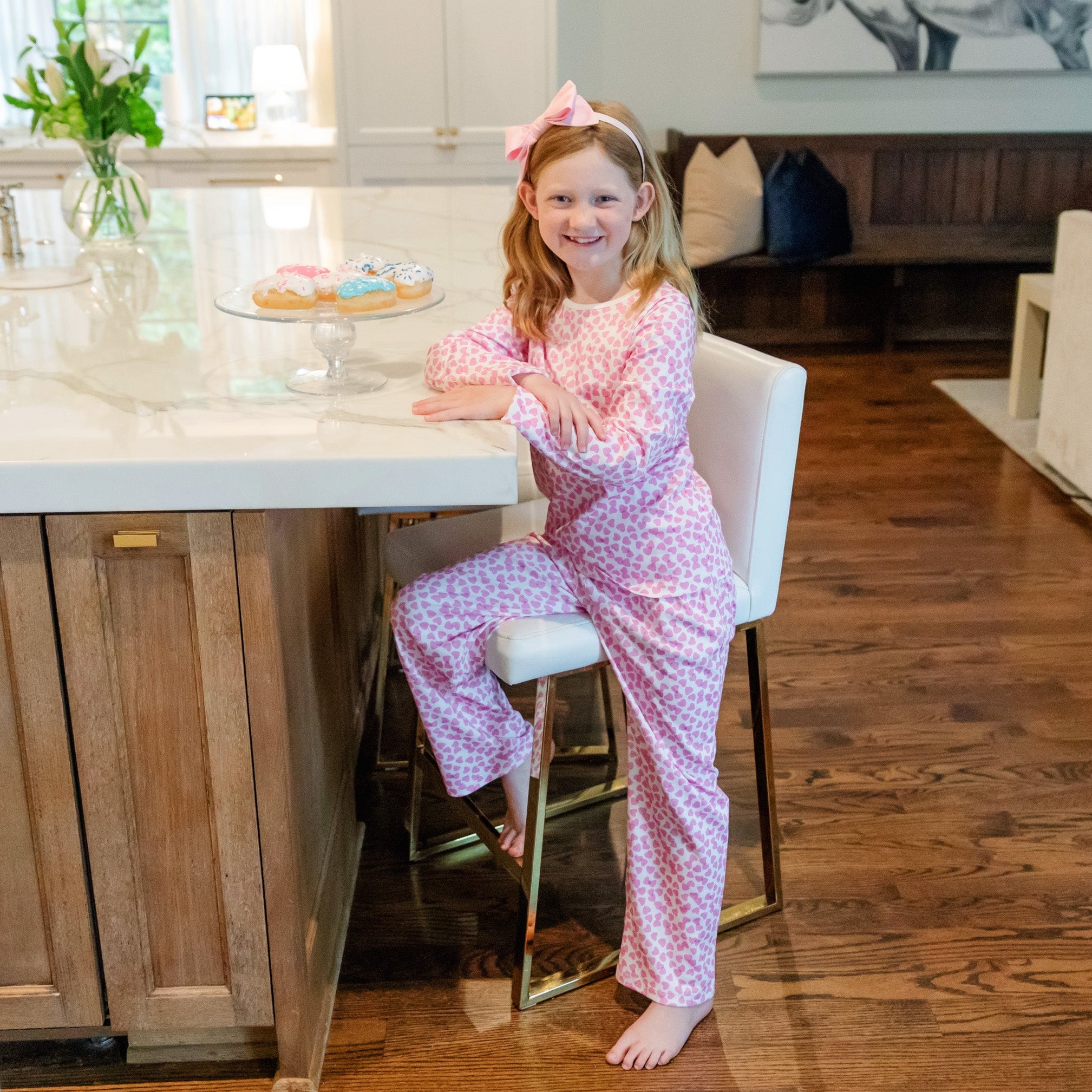 Millie Girls' Pant Set - Confetti Hearts Pink