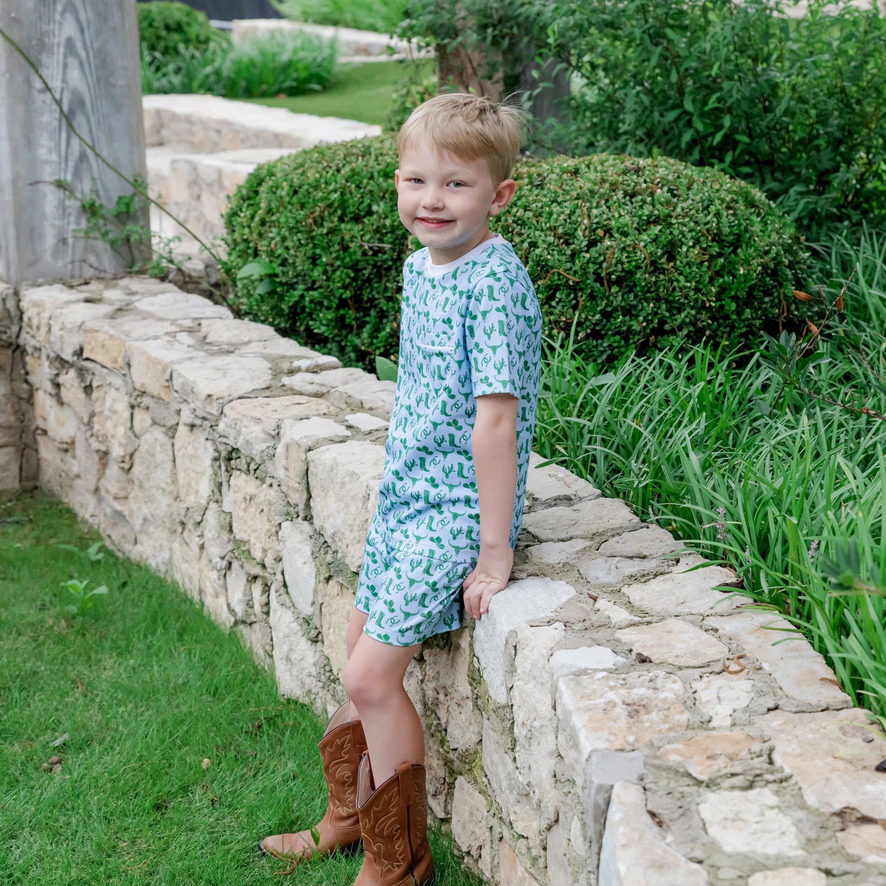 Buy Charles Boys' Short Set - Wild West Blue kids clothing online