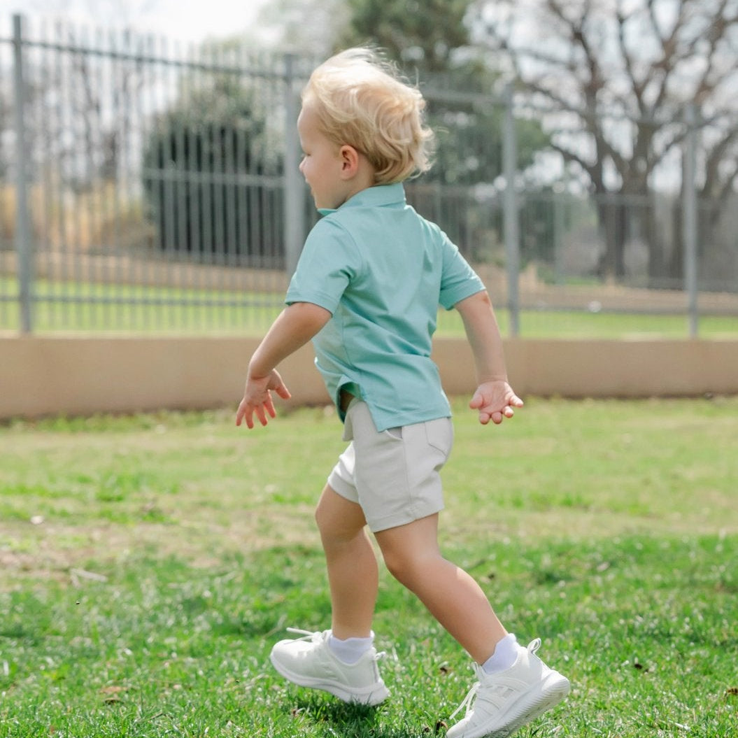 Will Boys' Performance Polo by LH Sport Green Stripes stylish kids outfit collection
