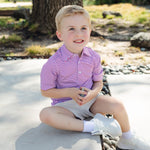 Will Boys' Performance Polo by LH Sport - Club Stripe Berry Blue outfit perfect for everyday wear