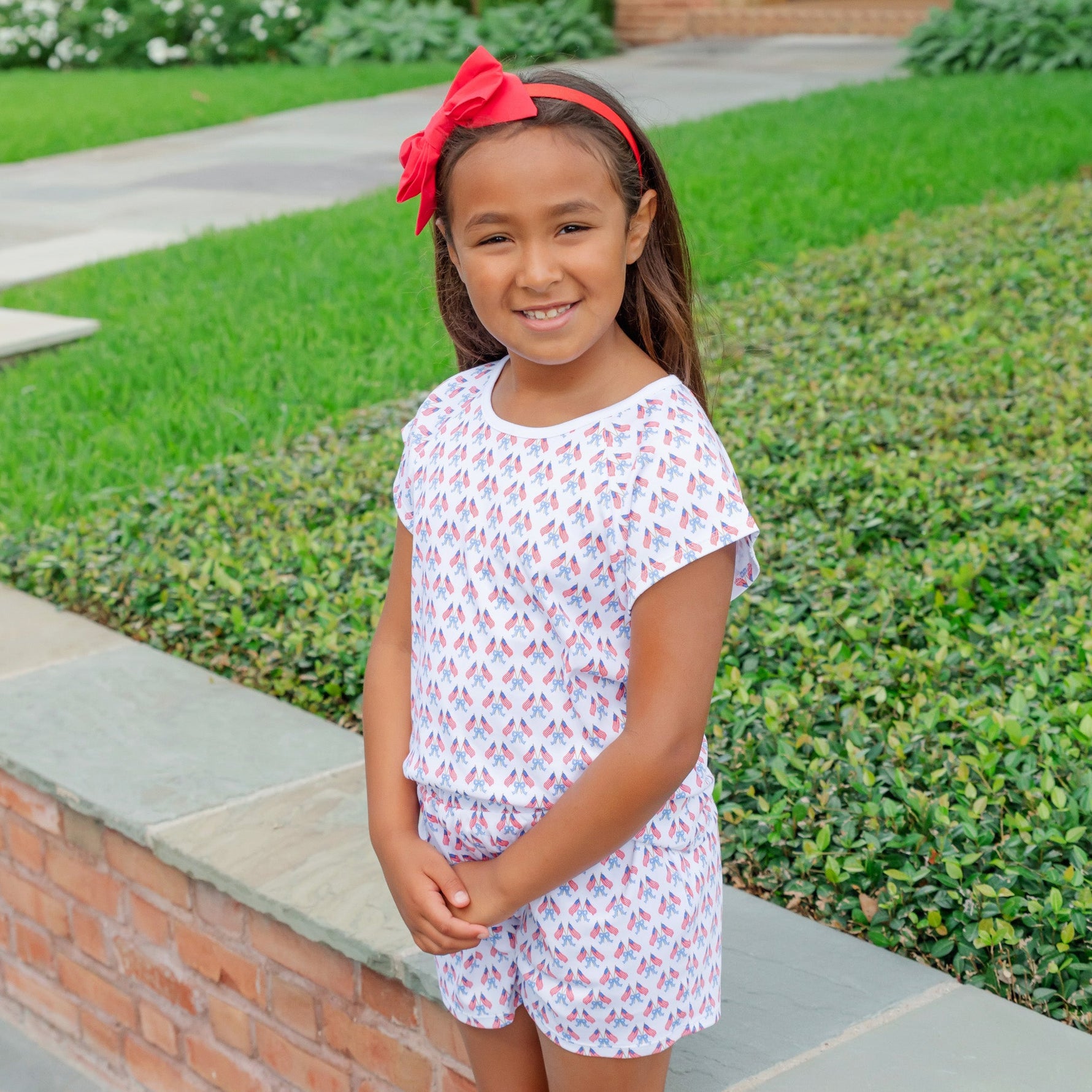 Buy Emery Girls' Short Set - Stars, Stripes and Bows kids clothing online