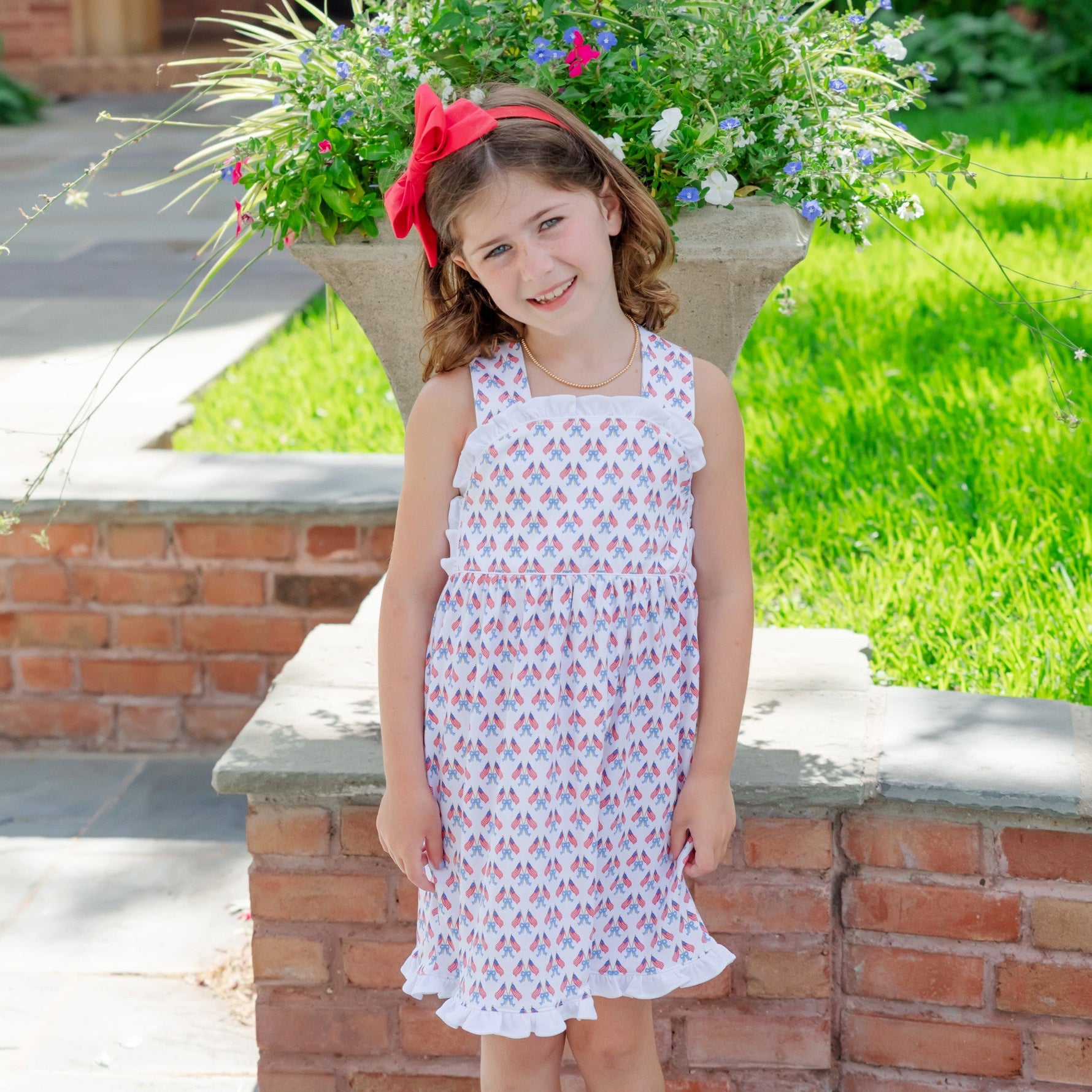 Eden Girls' Dress - Stars, Stripes and Bows designer outfit for kids