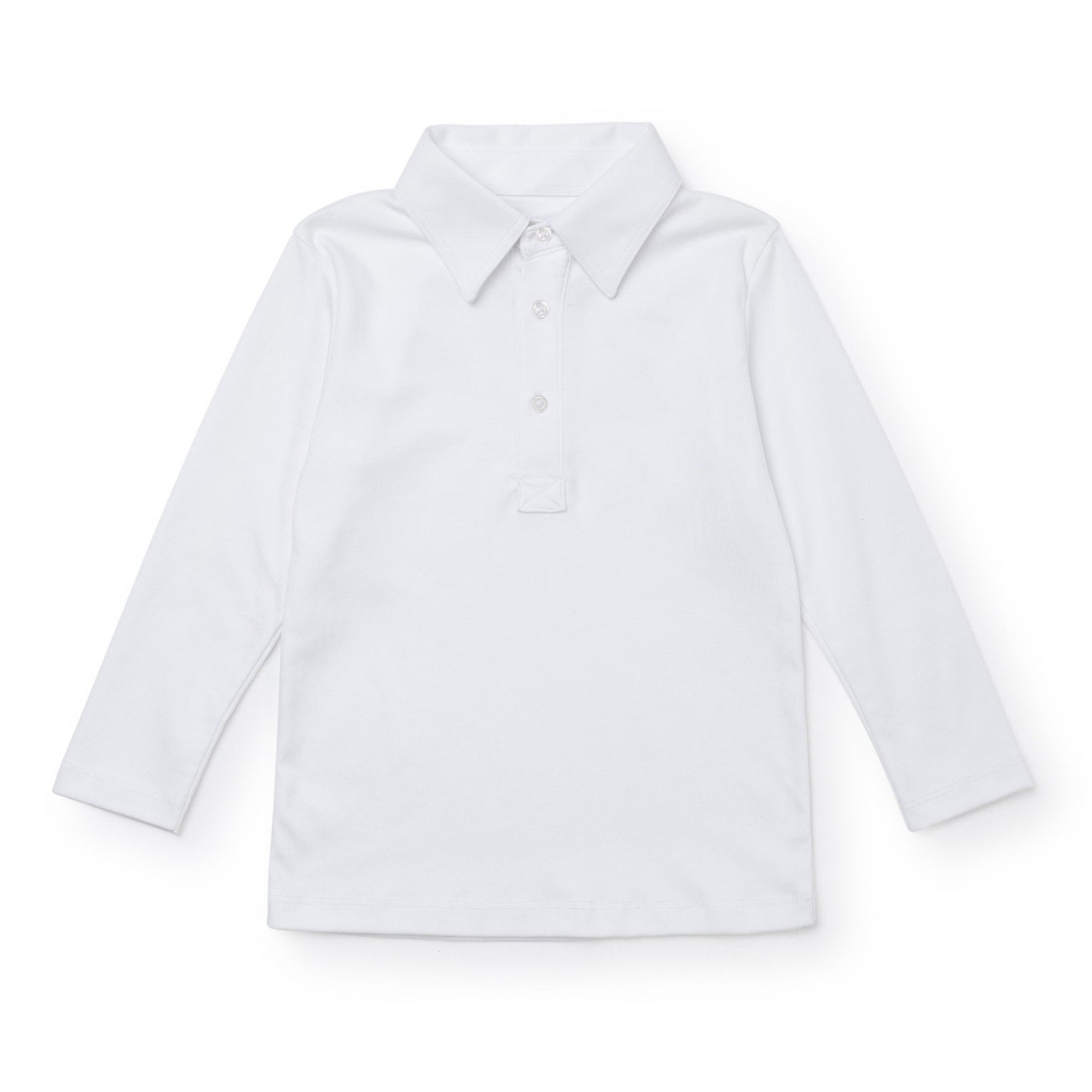 Uniform Finn Long Sleeve Polo - White stylish kids outfit collection