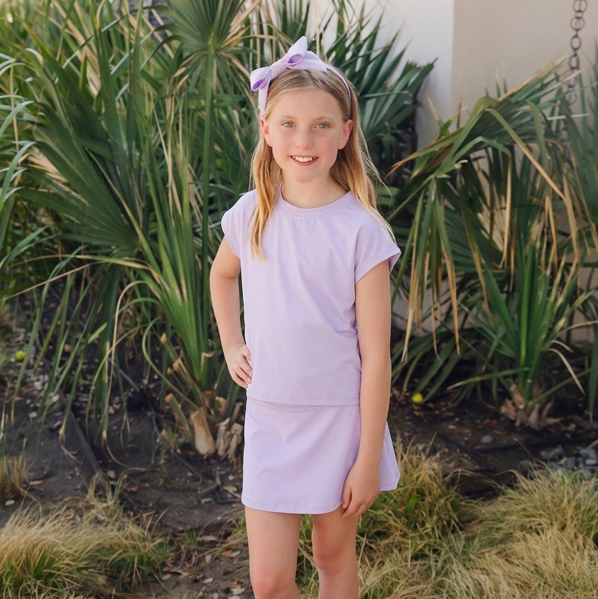 Sloane Girls' Short Sleeve Performance Top by LH Sport - Lavender