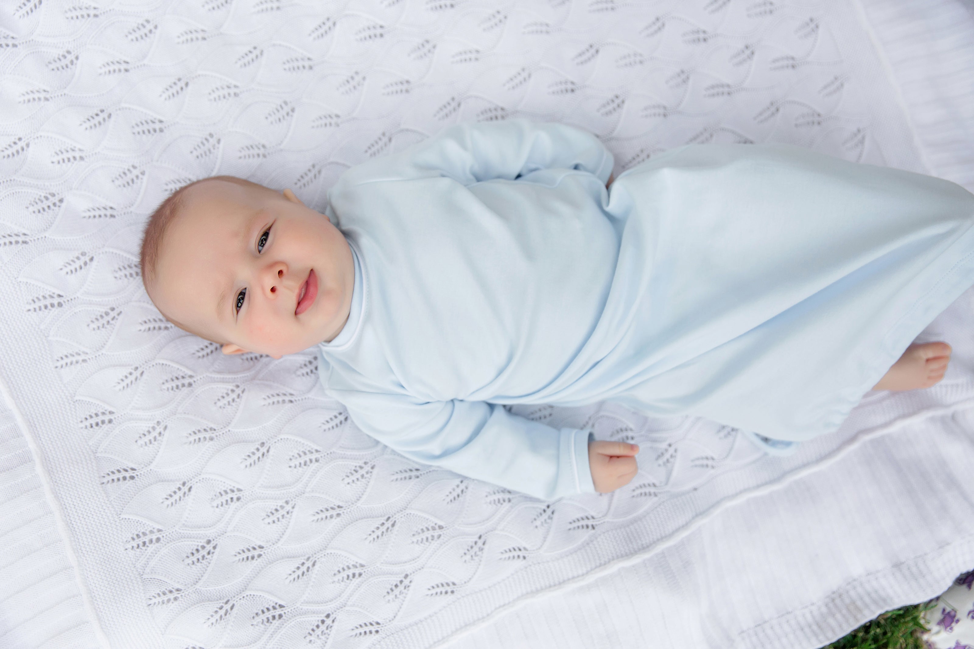 George Boys' Pima Cotton Daygown - White with Red Piping