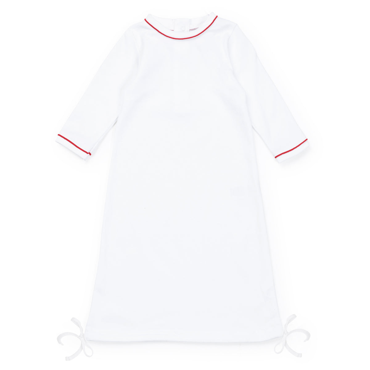 Everyday George Boys' Pima Cotton Daygown - White with Red Piping Kidswear