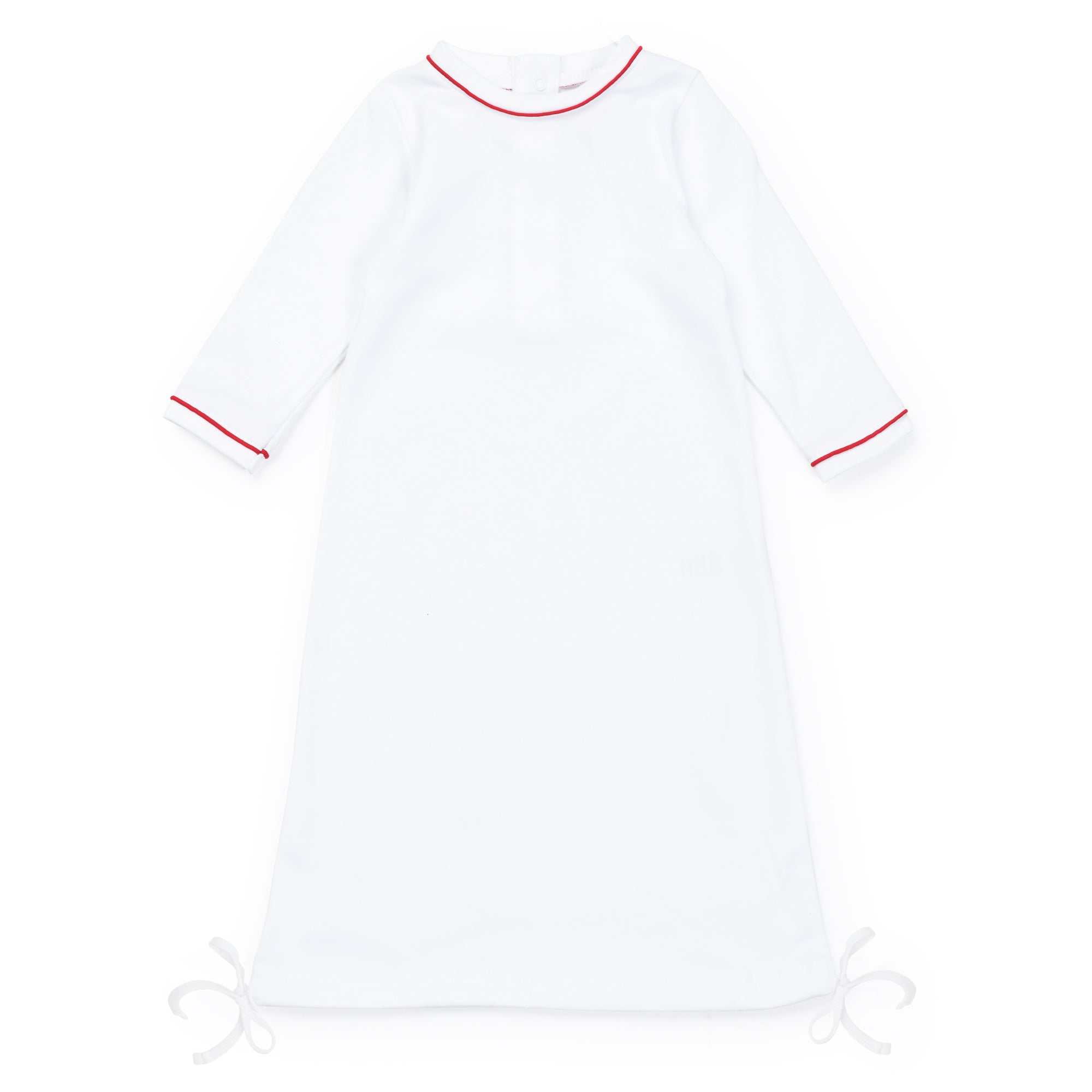 George Boys' Pima Cotton Daygown - White with Red Piping