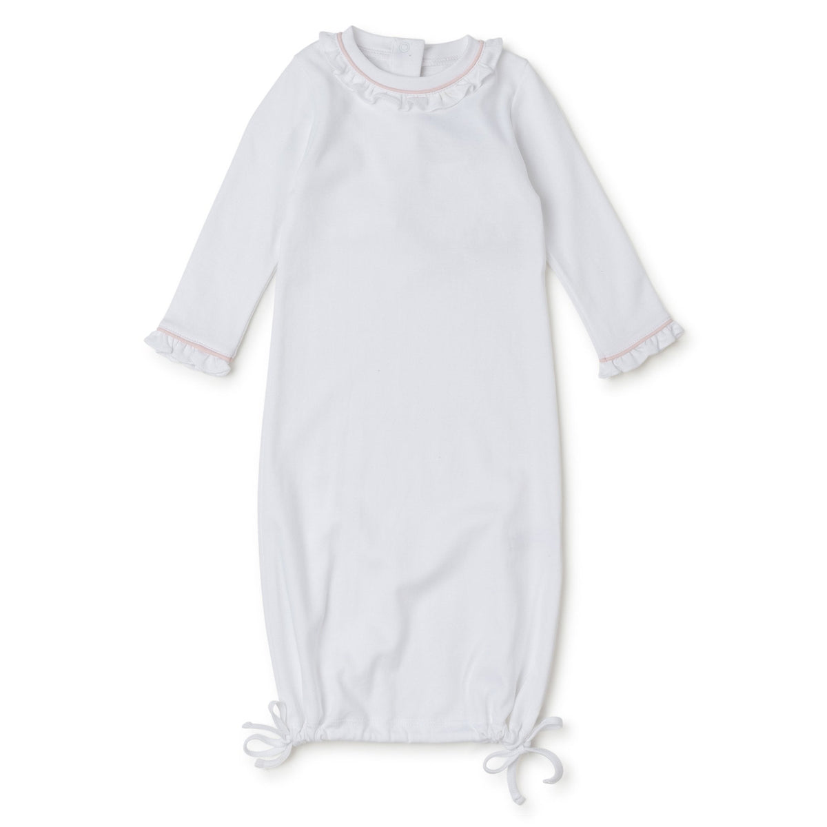 Everyday Georgia Girls' Daygown - White w/ Light Pink Piping (Past Season) Kidswear
