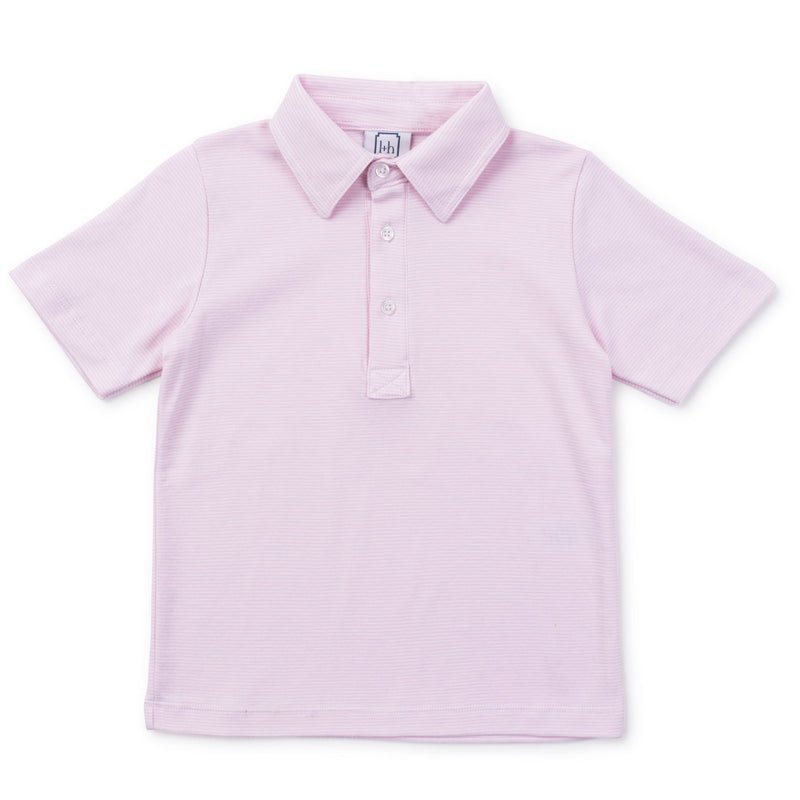 Baby Shop: Griffin Boys' Pima Cotton Polo Golf Shirt with Monogram - Pink Stripes
