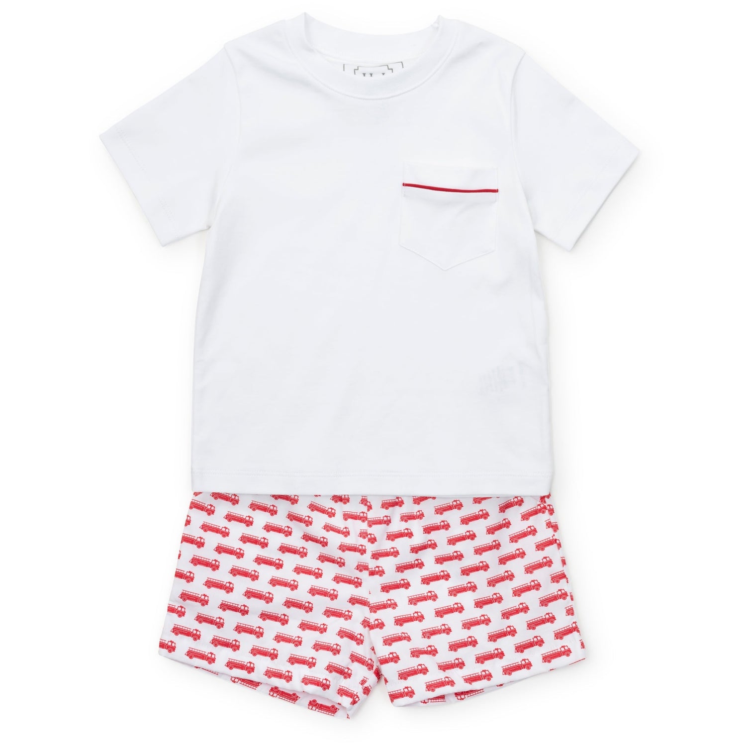 Hudson Boys' Short Set - Fire Truck Red