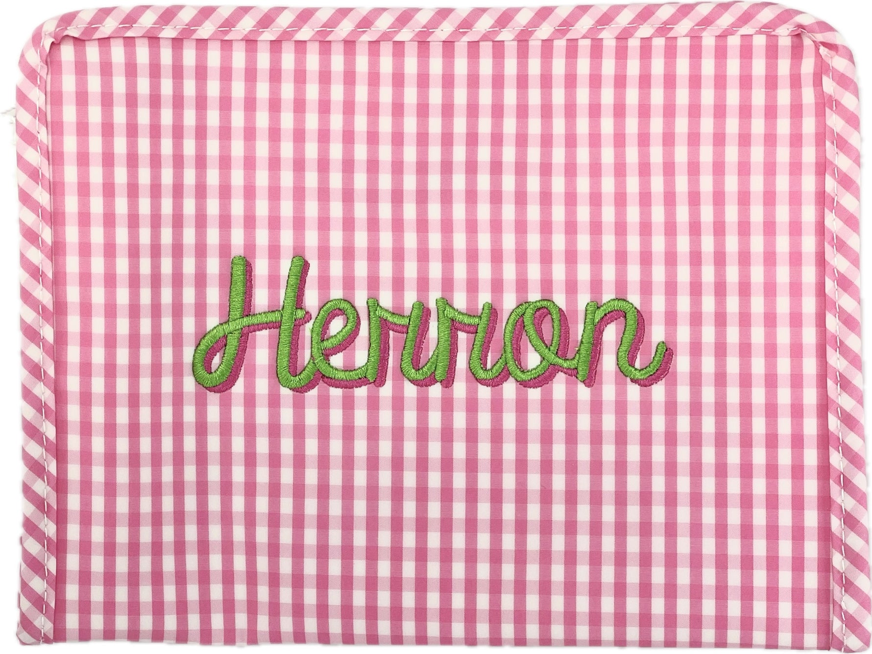 Buy Roadie Medium Zip Pouch Gingham Pink by TRVL Design kids clothing online