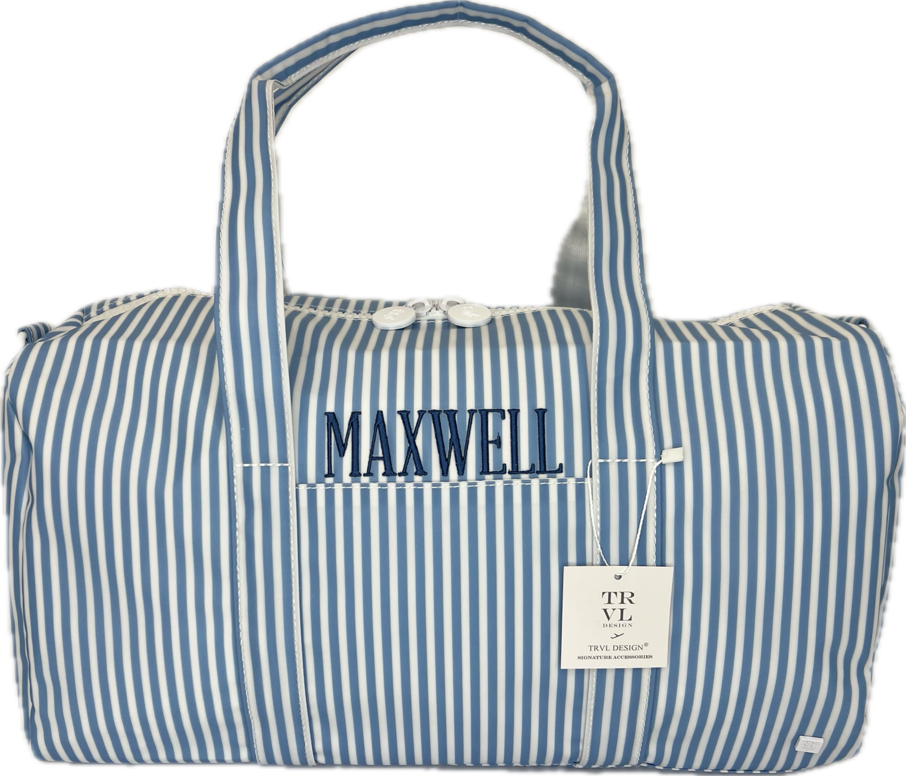 Weekender Duffel Bag Pimlico Stripe Chambray by TRVL Design designer outfit for kids