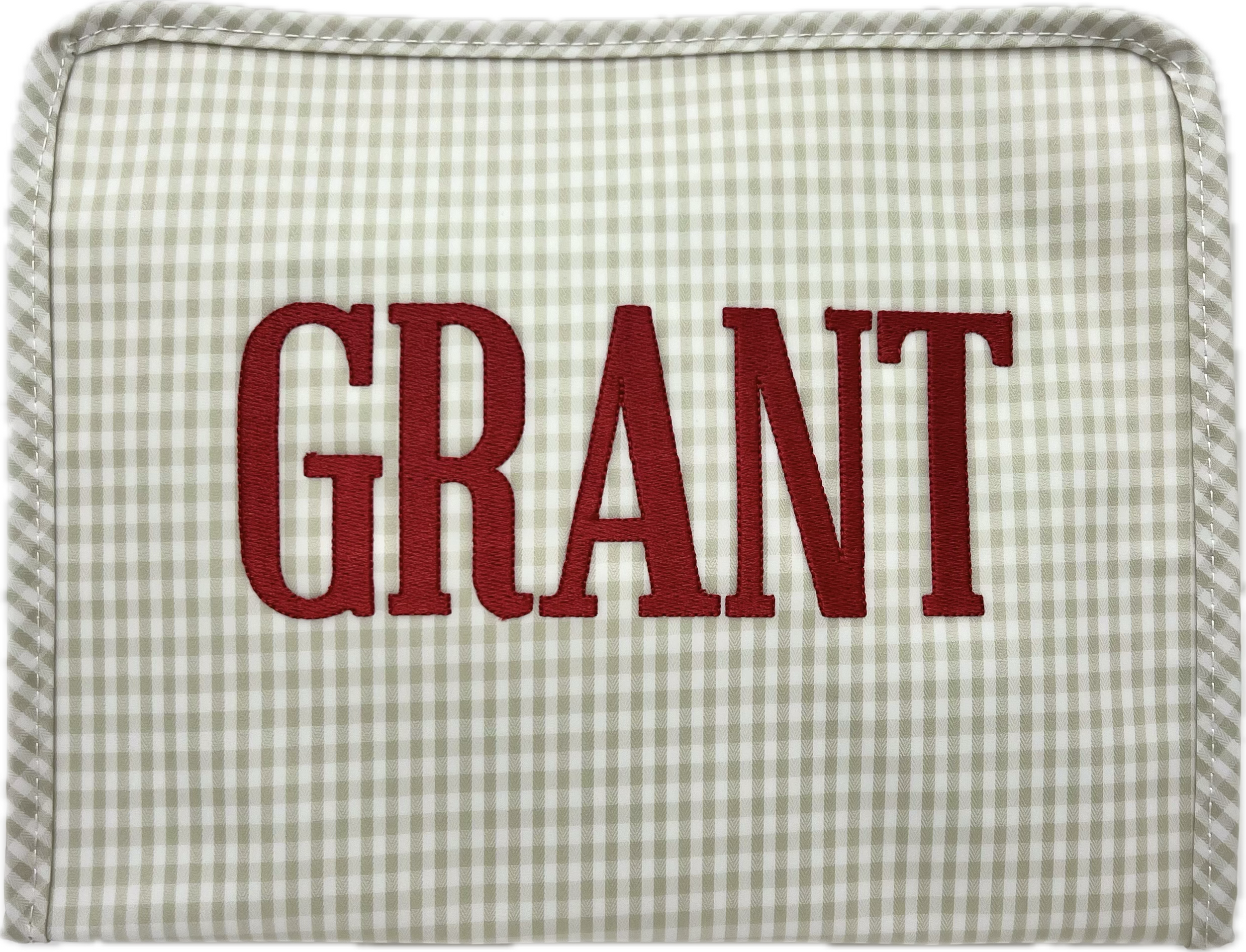 Roadie Large Zip Pouch Gingham Pearl Grey by TRVL Design