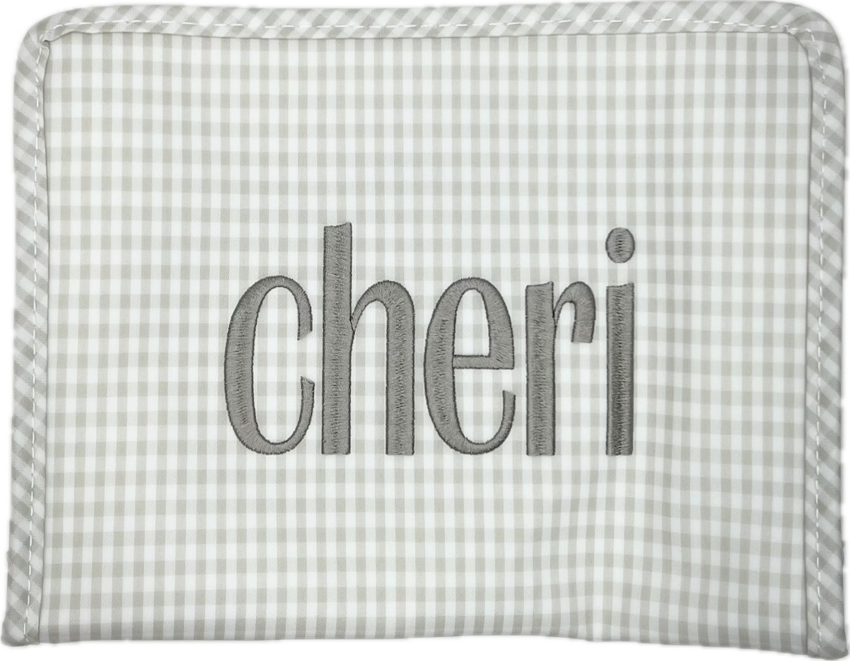 Roadie Large Zip Pouch Gingham Pearl Grey by TRVL Design soft cotton kids fashion wear