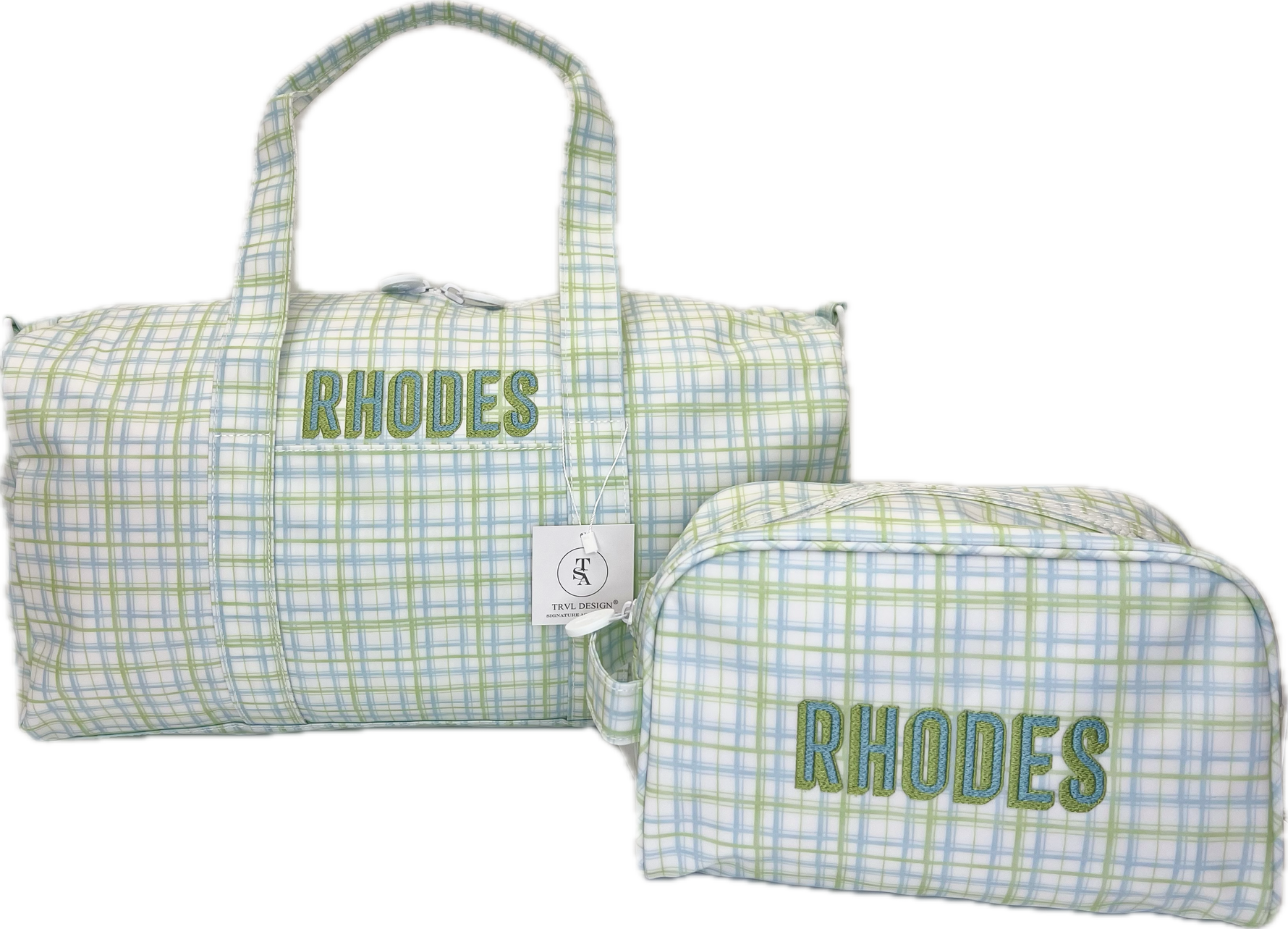 Buy Stowaway Toiletry Bag Classic Plaid Green by TRVL Design kids clothing online