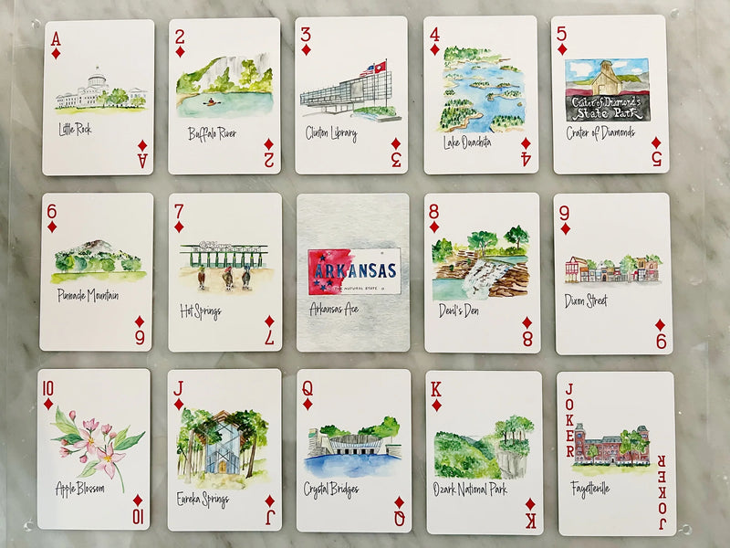 Watercolor Playing Cards by Fort52 - Arkansas