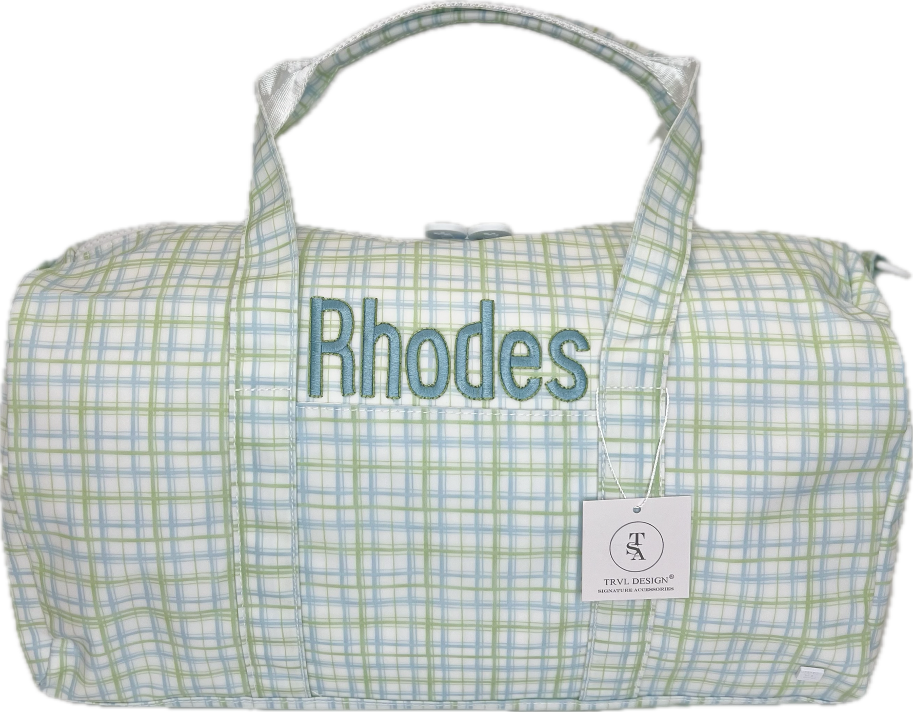 Buy Weekender Duffel Bag Classic Plaid Green by TRVL Design kids clothing online
