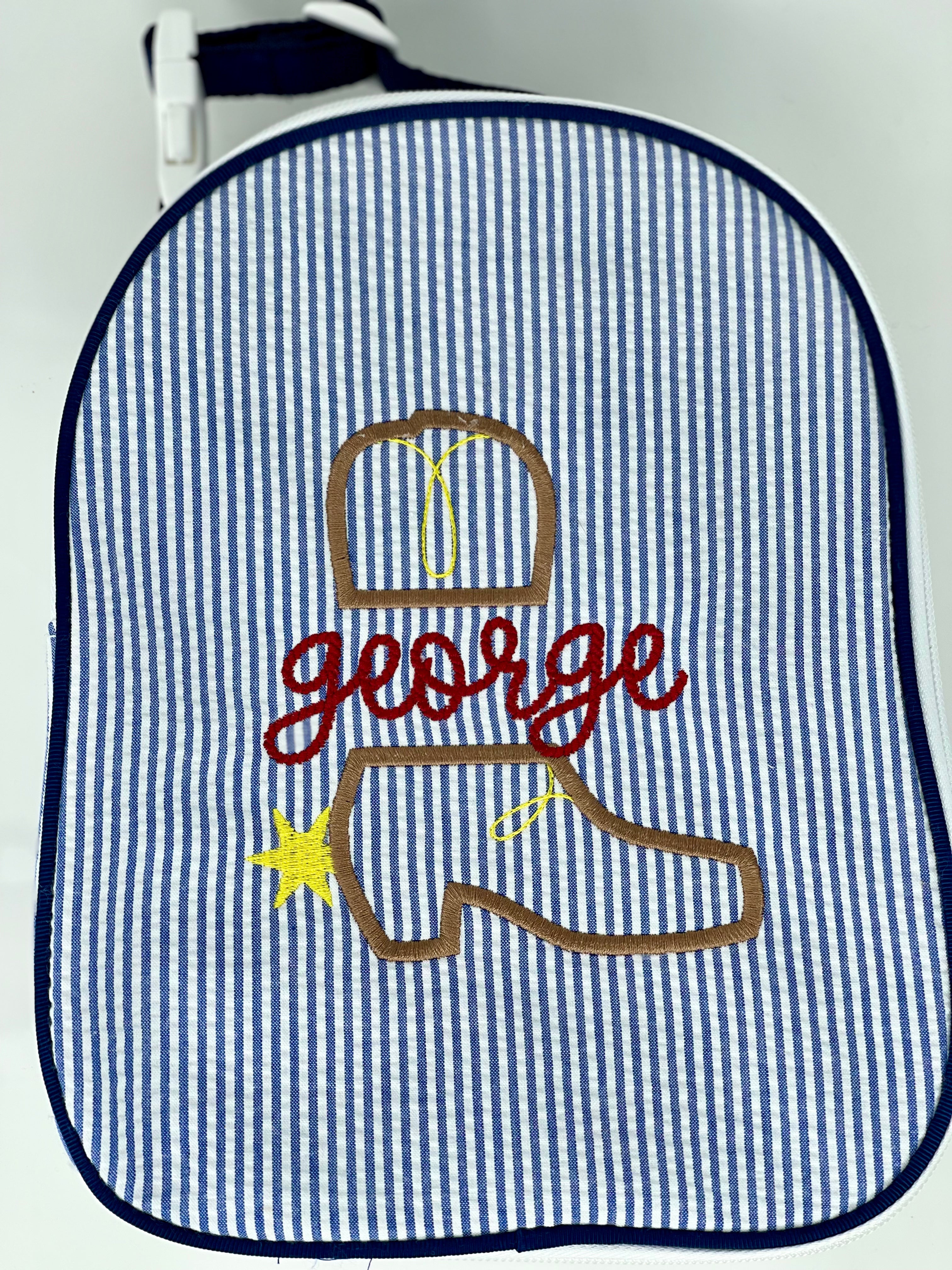 Gumdrop Bag Navy Seersucker by Mint Sweet Little Things