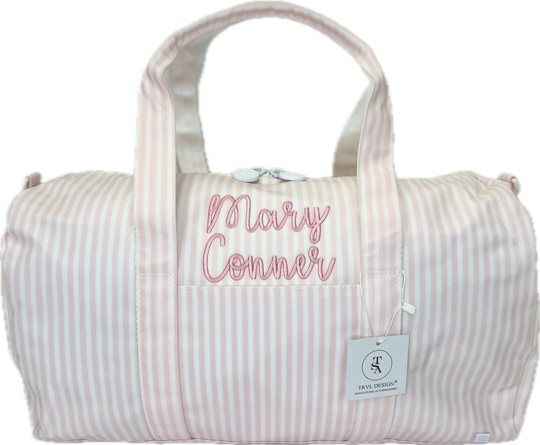 Buy Weekender Duffel Bag Pimlico Stripe Light Pink by TRVL Design kids clothing online