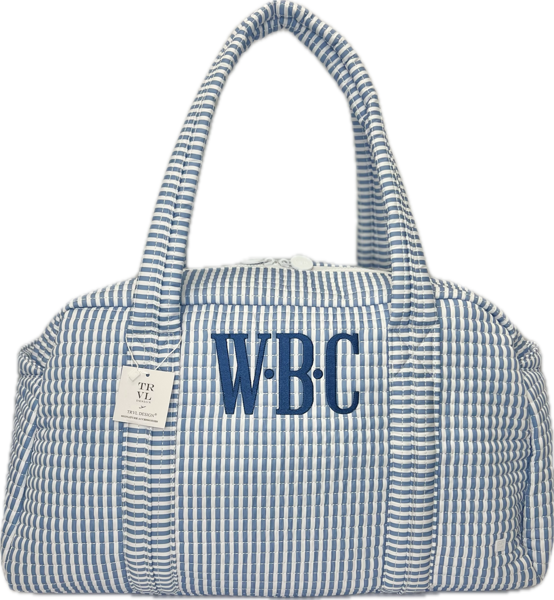 Quilted Grande Duffel Pimlico Stripe Chambray by TRVL Design designer outfit for kids